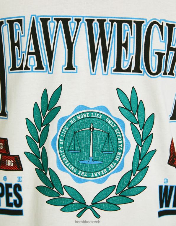 muži Bershka bermudy s potiskem uvolněného střihu P88443325 oblečení špinavě bílé