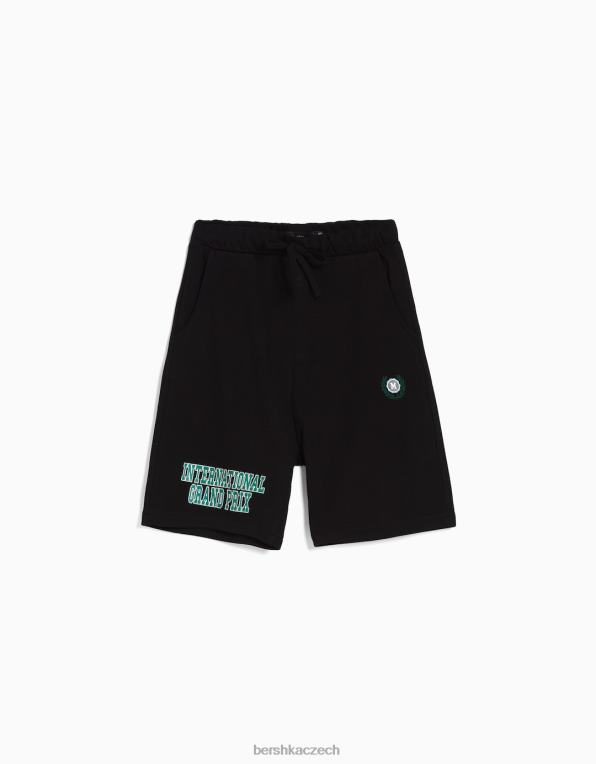 muži Bershka bermudy s potiskem uvolněného střihu P88443326 oblečení Černá