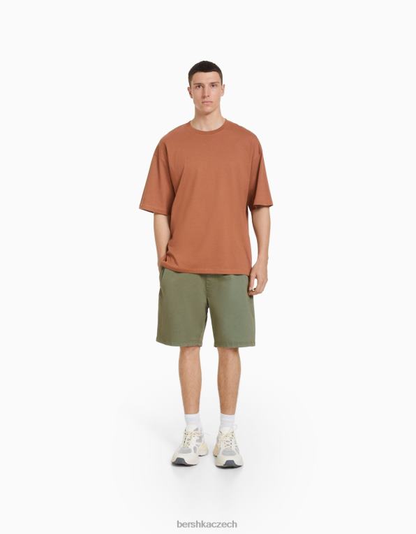 muži Bershka bermudy tepláky P88443355 oblečení khaki