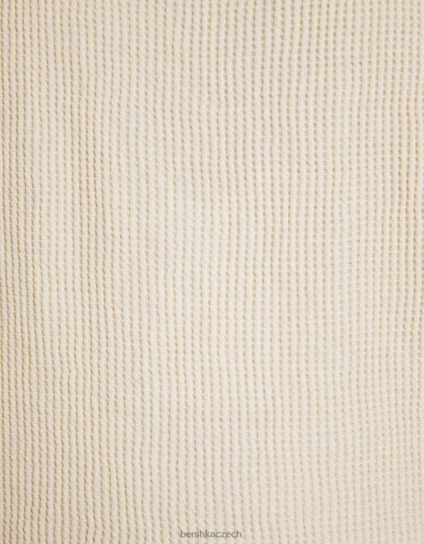 muži Bershka plyšové bermudy s vaflovou texturou P88443366 oblečení špinavě bílé