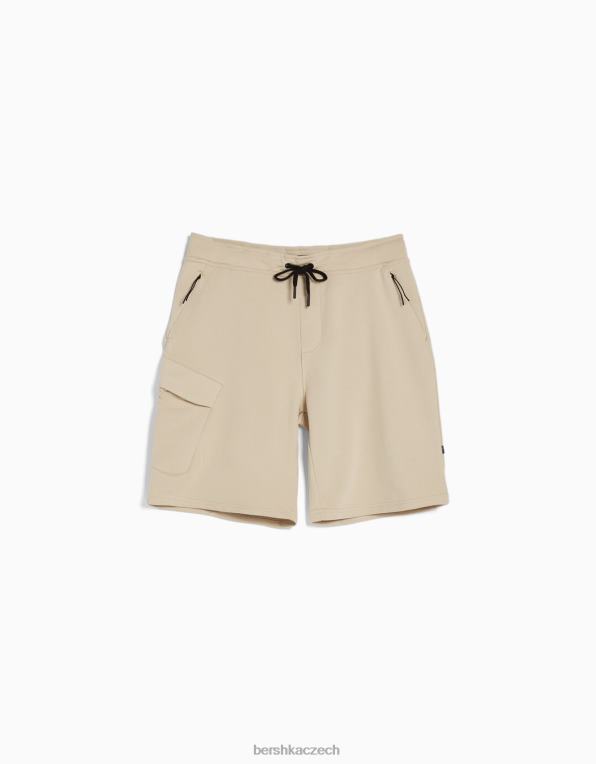 muži Bershka plyšové cargo bermudy P88443330 oblečení béžový