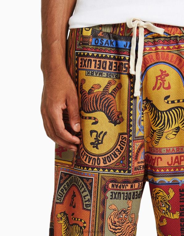 muži Bershka potištěné bermudy P88443314 oblečení hnědý