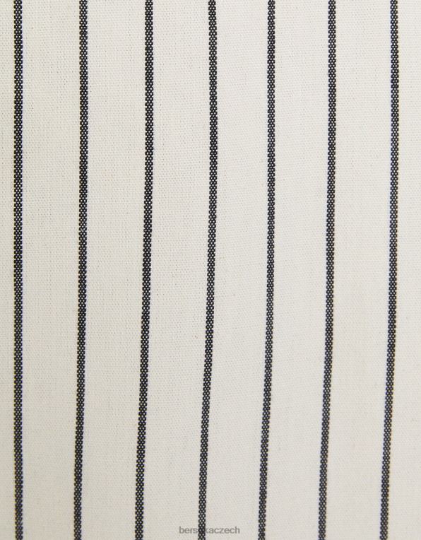 muži Bershka retro sportovní pruhované džínové jogger bermudy P88443368 oblečení krém