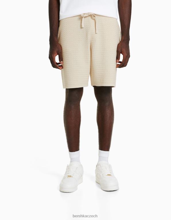 muži Bershka strukturované pletené bermudy P88442997 oblečení krém
