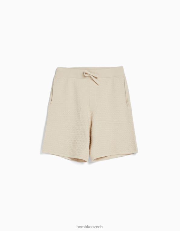 muži Bershka strukturované pletené bermudy P88442997 oblečení krém