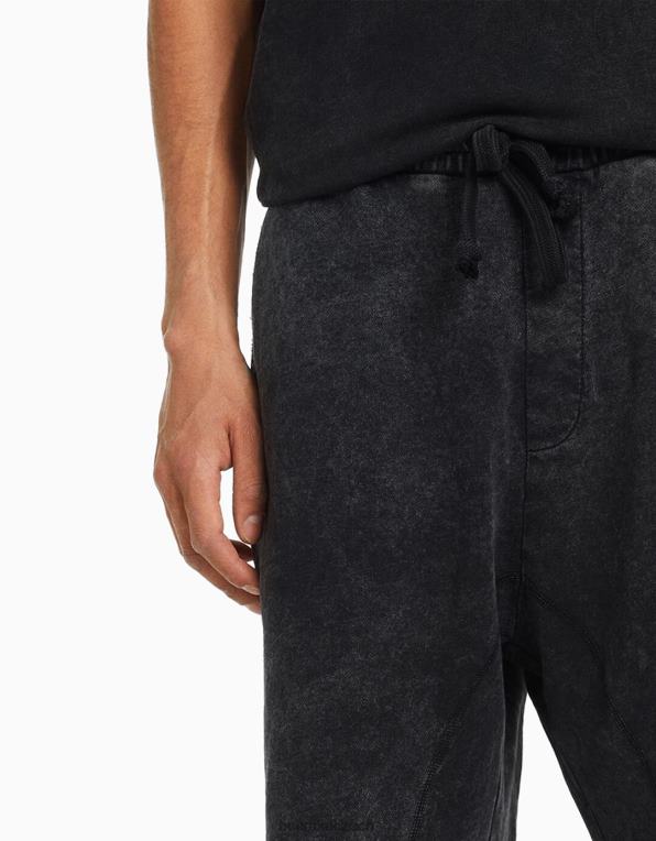 muži Bershka vybledlé plyšové bermudy P88443361 oblečení Černá