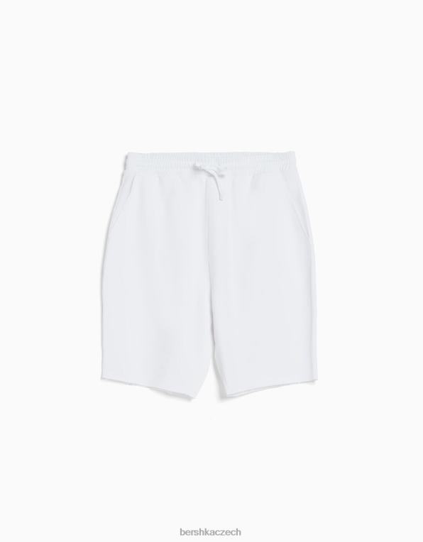 muži Bershka vybledlé plyšové bermudy P88443364 oblečení bílý