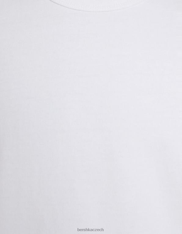 muži Bershka vybledlé plyšové bermudy P88443364 oblečení bílý