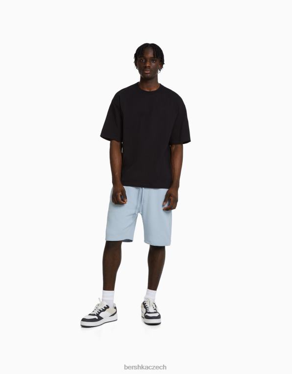 muži Bershka základní plyšové bermudy P88443319 oblečení světle modrá