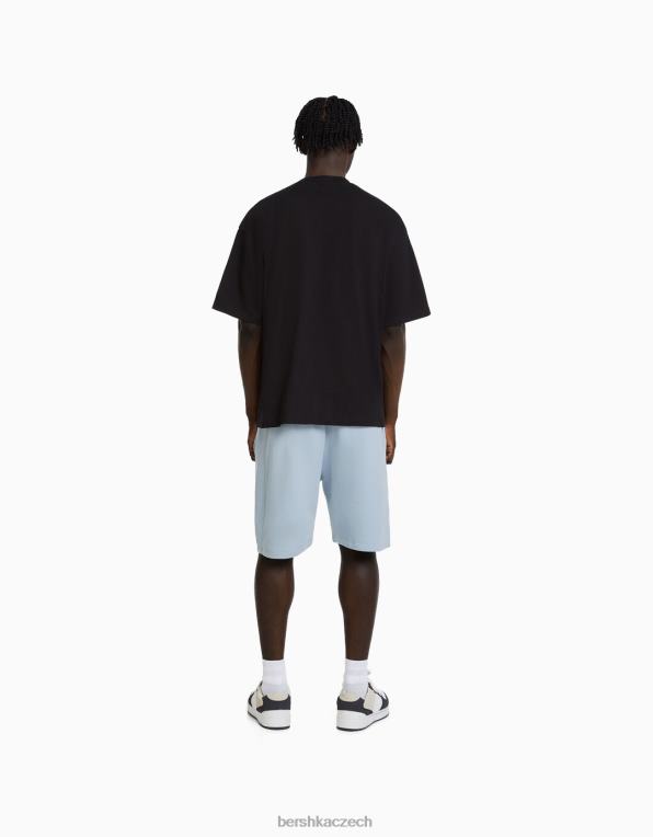 muži Bershka základní plyšové bermudy P88443319 oblečení světle modrá