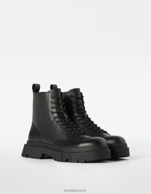 muži Bershka šněrovací boty s podrážkou P88443447 obuv Černá