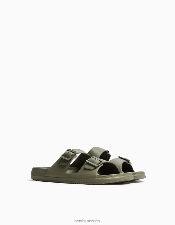 muži Bershka pogumované sandály s přezkami P88443559 obuv khaki