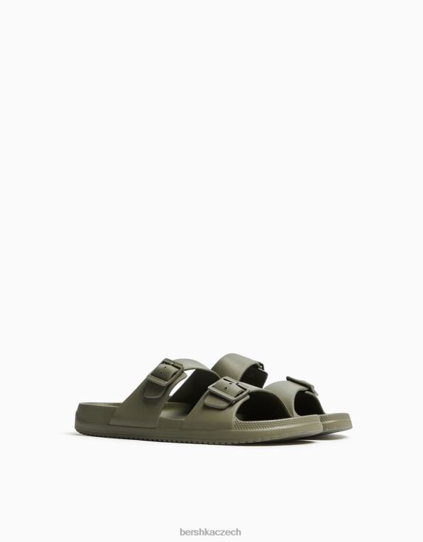 muži Bershka pogumované sandály s přezkami P88443561 obuv khaki