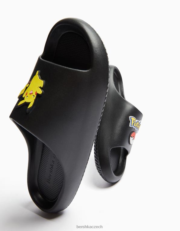 muži Bershka pokemon sandály P88443549 obuv Černá