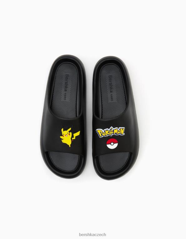 muži Bershka pokemon sandály P88443550 obuv Černá