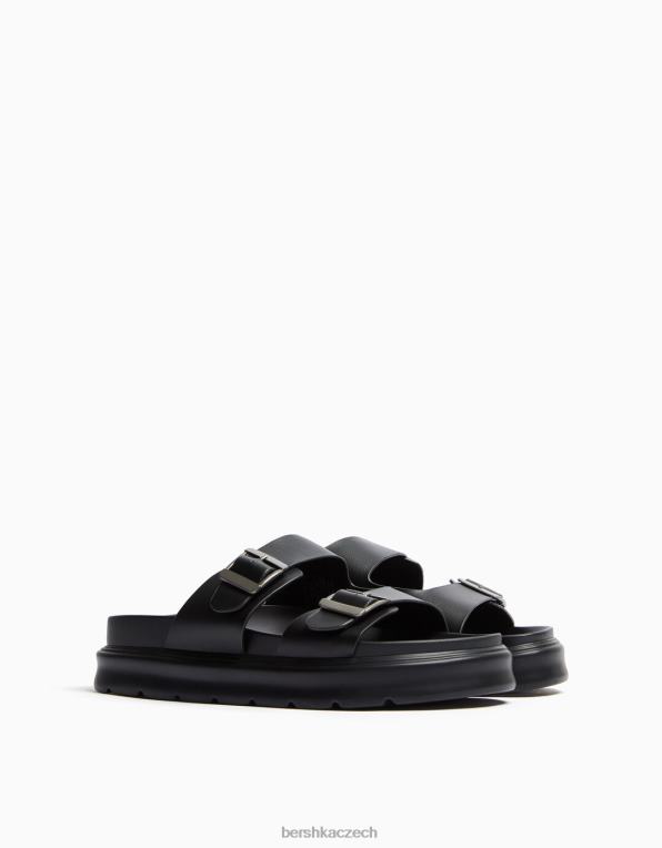 muži Bershka sandály s přezkami P88443558 obuv Černá