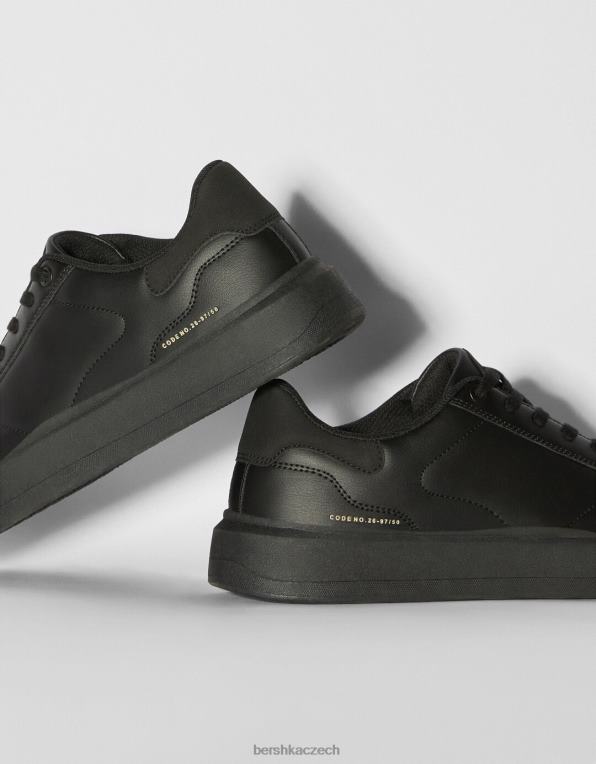 muži Bershka jednobarevné tenisky P88443501 obuv Černá