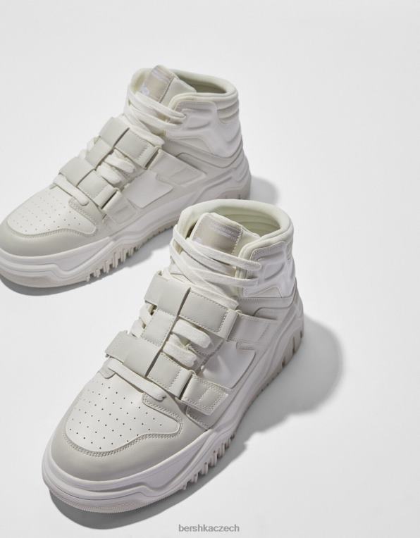 muži Bershka vysoké tenisky s odnímatelnými ramínky P88443488 obuv bílý