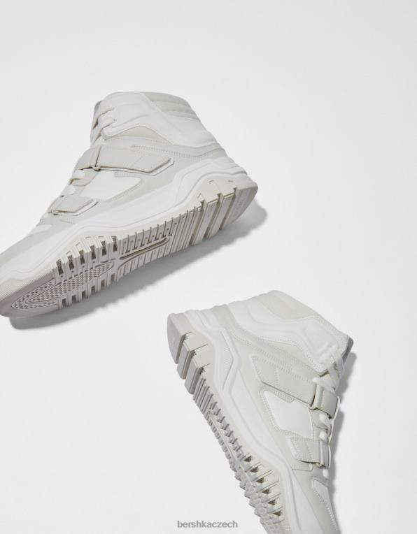 muži Bershka vysoké tenisky s odnímatelnými ramínky P88443488 obuv bílý