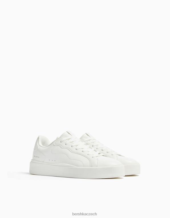 muži Bershka jednobarevné tenisky P88443446 obuv bílý