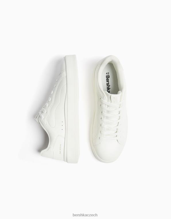 muži Bershka jednobarevné tenisky P88443446 obuv bílý