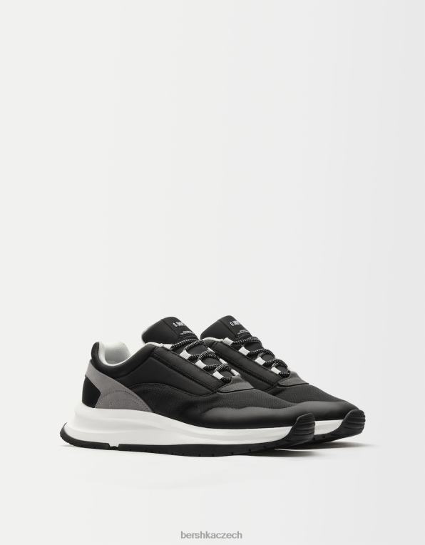 muži Bershka kontrastní síťované tenisky P88443453 obuv Černá