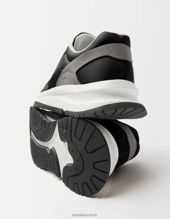 muži Bershka kontrastní síťované tenisky P88443453 obuv Černá