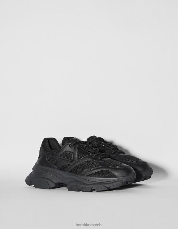 muži Bershka kontrastní síťované tenisky P88443510 obuv Černá