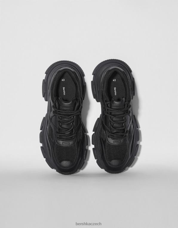 muži Bershka kontrastní síťované tenisky P88443510 obuv Černá