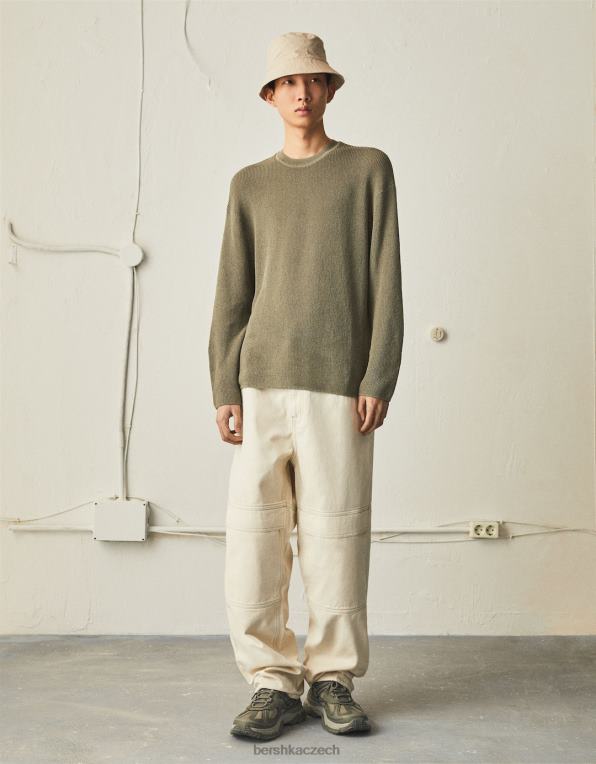 muži Bershka kontrastní síťované tenisky P88443525 obuv khaki