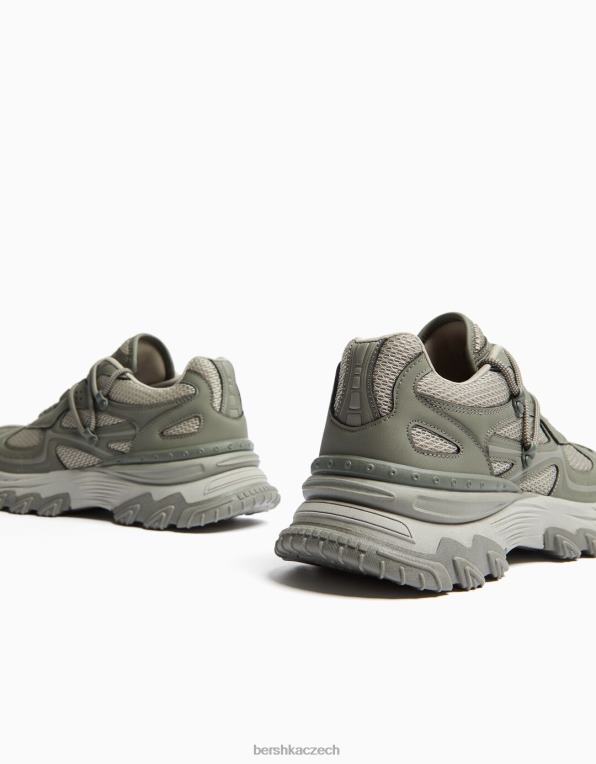 muži Bershka kontrastní síťované tenisky P88443525 obuv khaki