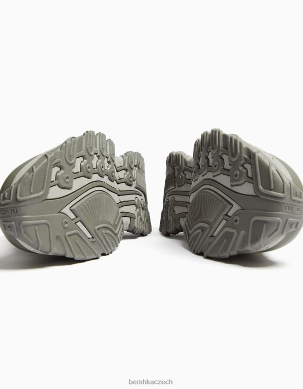muži Bershka kontrastní síťované tenisky P88443526 obuv khaki