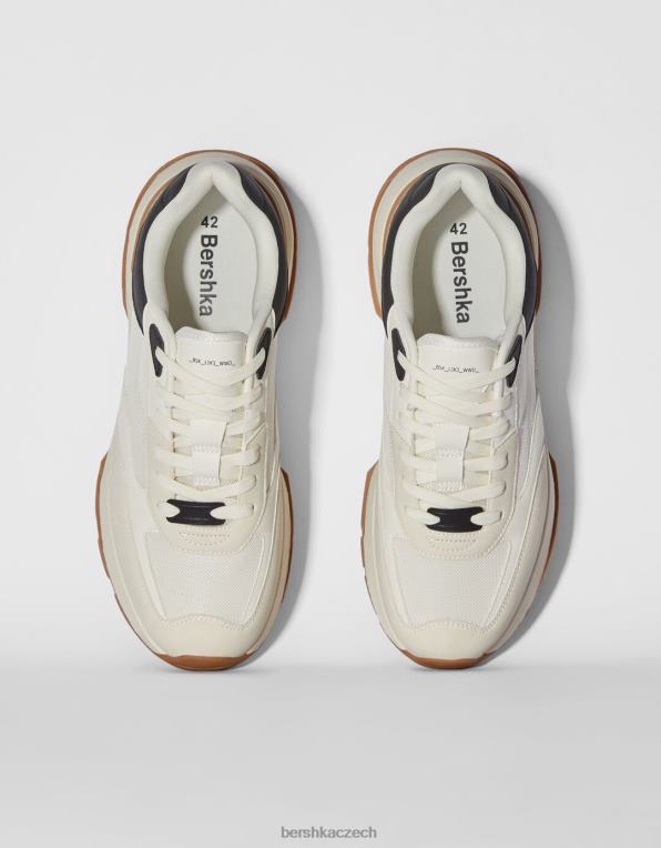 muži Bershka kontrastní síťované tenisky P88443531 obuv bílý