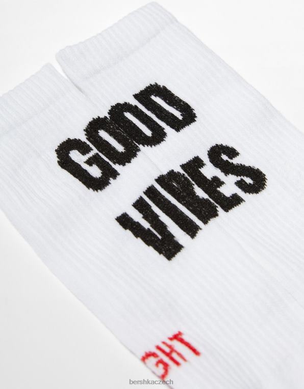 muži Bershka sada 3 ponožek s potiskem P88443418 Příslušenství bílý