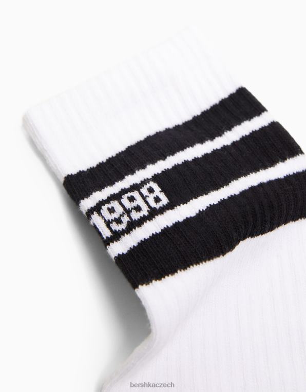 muži Bershka sada 3 ponožek s potiskem P88443427 Příslušenství bílý