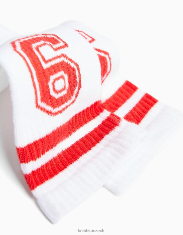 muži Bershka sada 3 ponožek s číslem P88443416 Příslušenství bílý