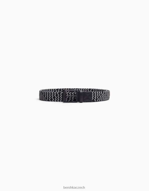 muži Bershka béžový pletený pásek P88443628 Příslušenství Černá