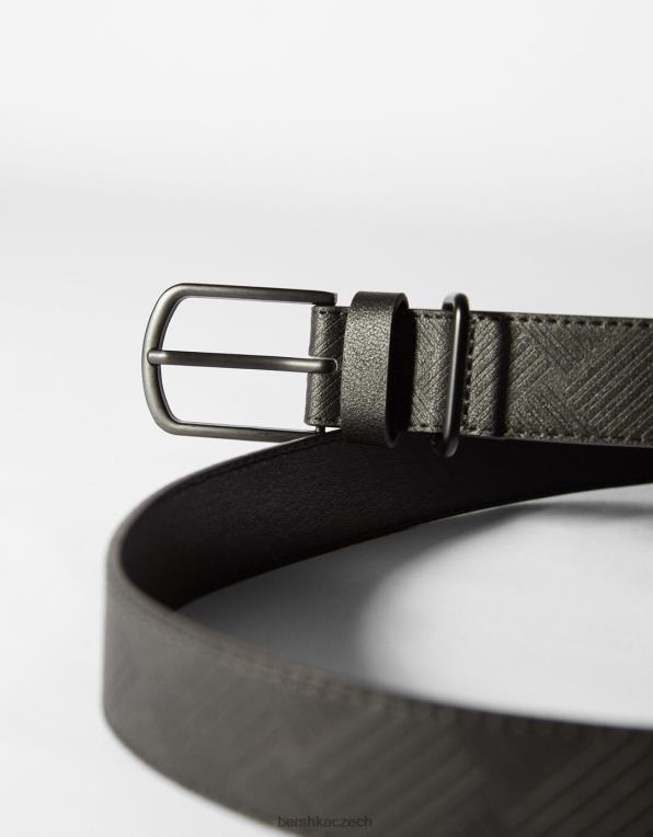 muži Bershka embosovaný pásek z umělé kůže P88443637 Příslušenství Černá