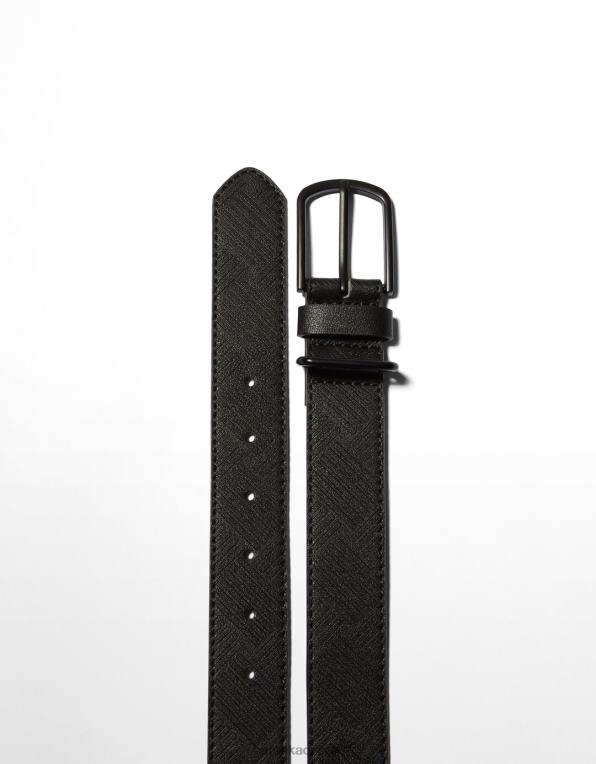 muži Bershka embosovaný pásek z umělé kůže P88443637 Příslušenství Černá