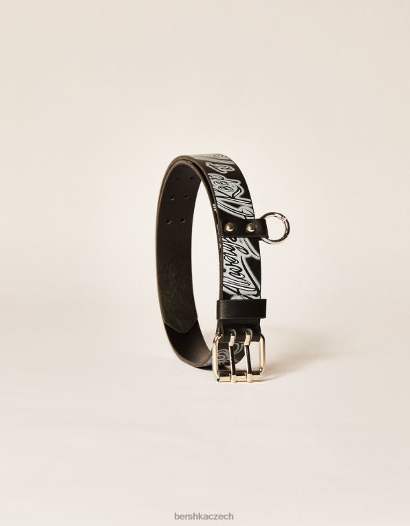 muži Bershka graffiti pásek z umělé kůže P88443640 Příslušenství Černá