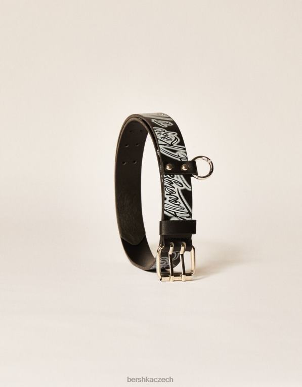 muži Bershka graffiti pásek z umělé kůže P88443642 Příslušenství Černá