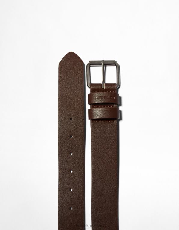 muži Bershka široký pásek z umělé kůže P88443636 Příslušenství hnědý