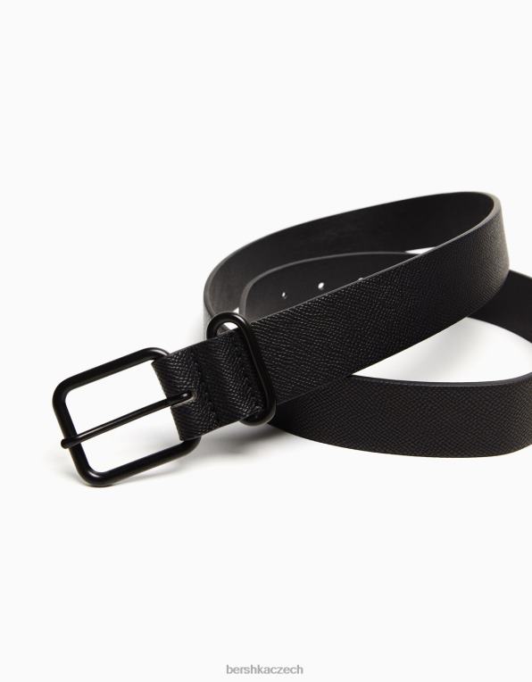 muži Bershka texturovaný pás P88443632 Příslušenství Černá
