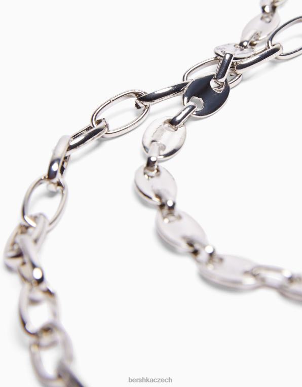 muži Bershka 2 balení řetízkových náhrdelníků P88443663 Příslušenství stříbrný