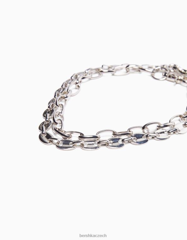 muži Bershka 2 balení řetízkových náhrdelníků P88443663 Příslušenství stříbrný