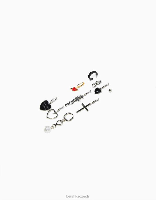 muži Bershka balení 10 náušnic lásky P88443668 Příslušenství stříbrný