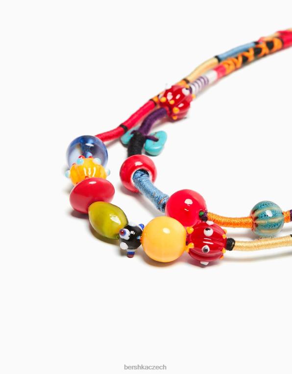 muži Bershka balení 2 korálkových náhrdelníků P88443676 Příslušenství Červené