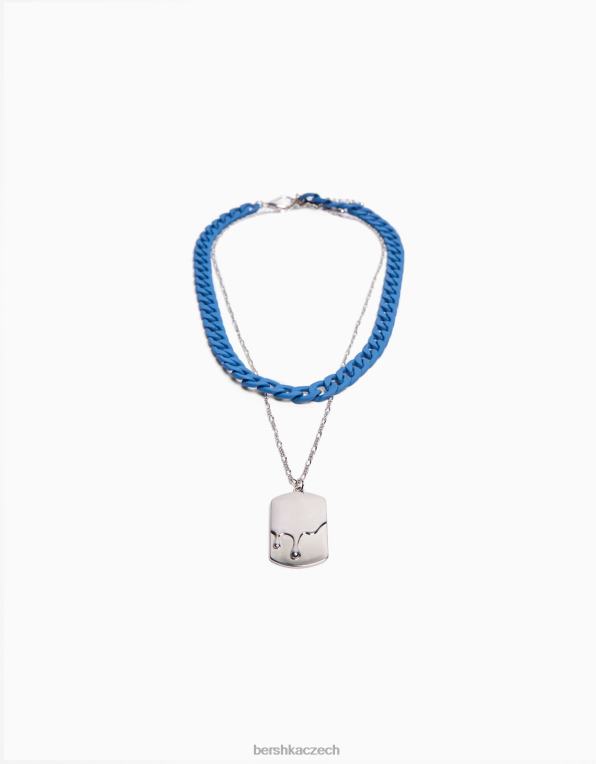 muži Bershka barevný náhrdelník s visačkou P88443684 Příslušenství modrý