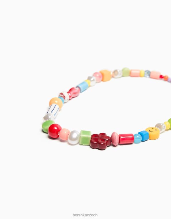 muži Bershka korálkový náhrdelník P88443675 Příslušenství Červené