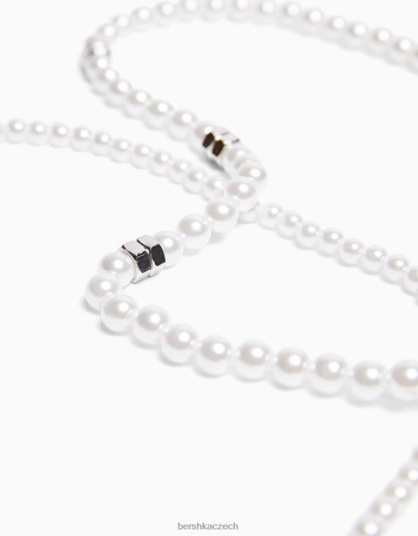 muži Bershka náhrdelník z umělých perel P88443664 Příslušenství bílý